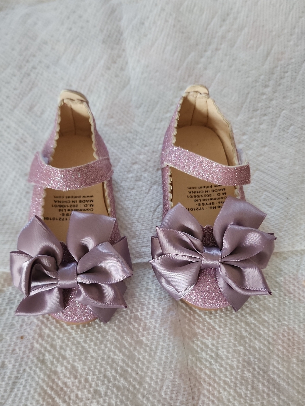 PatPat Sparkly Lilac Bow Mary Jane Shoes